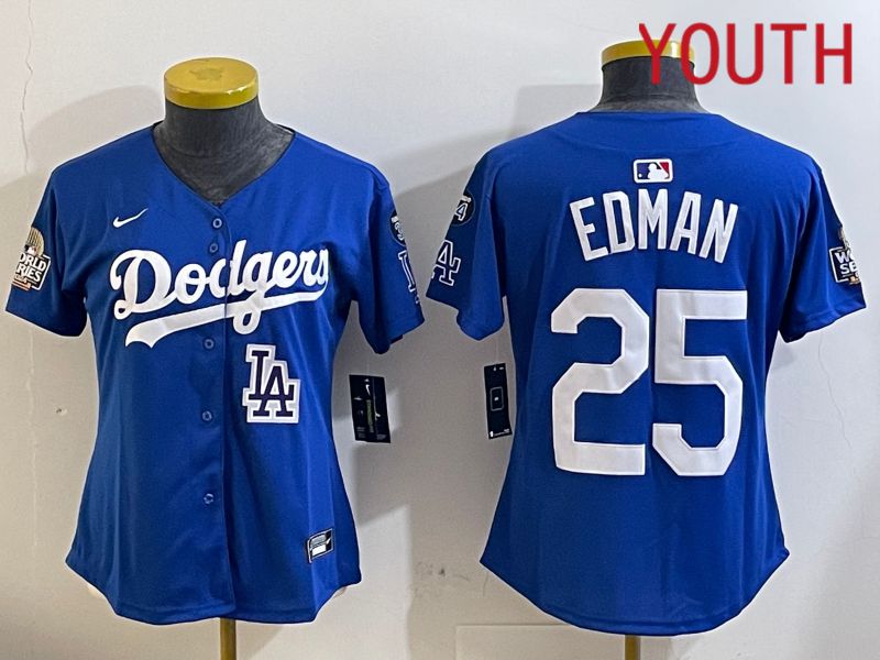 Youth Los Angeles Dodgers #25 Edman Blue Game 2024 Nike MLB Jersey style 11219->youth mlb jersey->Youth Jersey